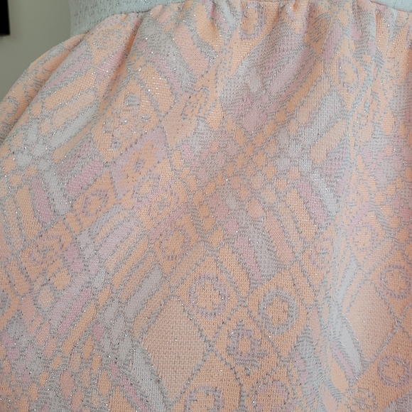 Vintage 60s Peach Silver Shimmer Sparkle Sleeveless Maxi Dress Size Large - Picture 13 of 14